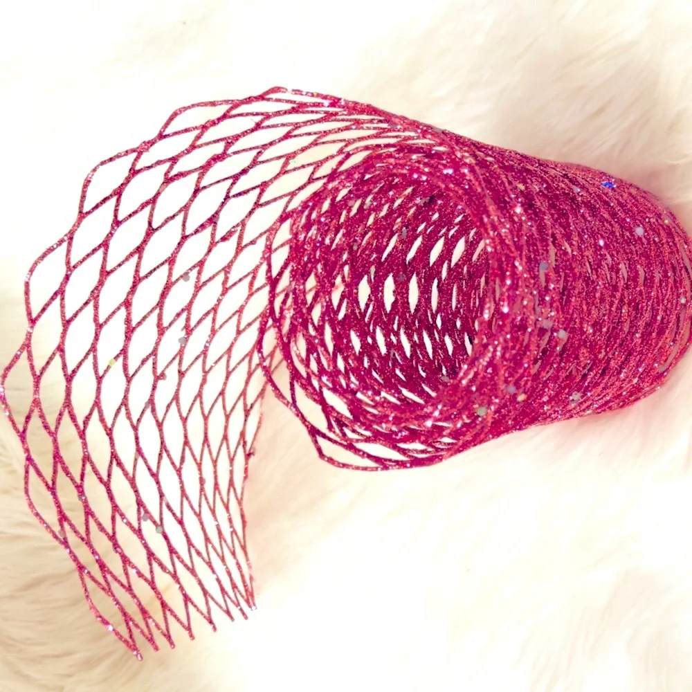 Hot Pink Glitter & Sequins Mesh Roll for Mermaid Party Theme, Decorating, Crafts